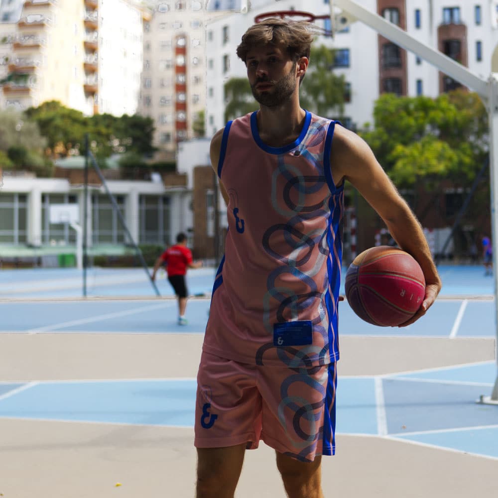 Maillot de basket couleur Pêche avec motifs Zéro Basketball